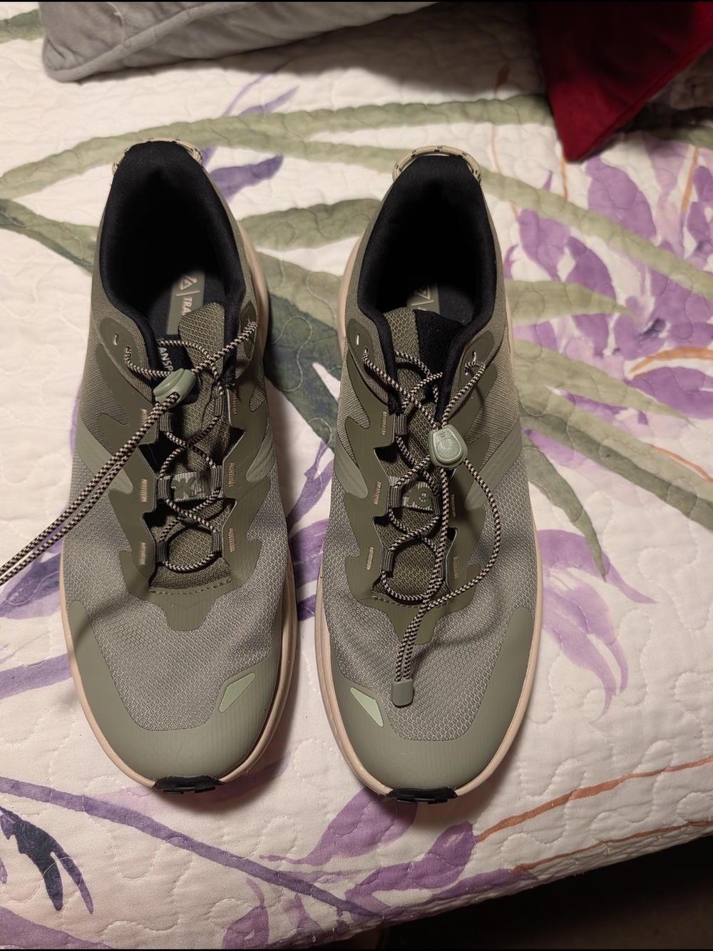Hoka Men's Athletic Shoes in Olive Green and Tan Accents